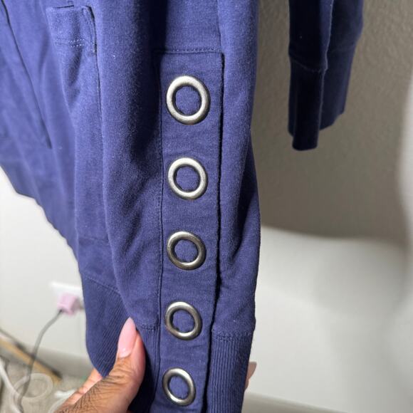 Soft Surroundings Blue Tunic Top Women’s S Long Sleeve Pockets Grommet Detail - Picture 6 of 9